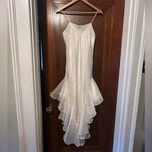 sheer chiffon and satin dress